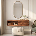 Modern Floating Makeup Vanity Ripple Carved Drawer Front For Bedroom