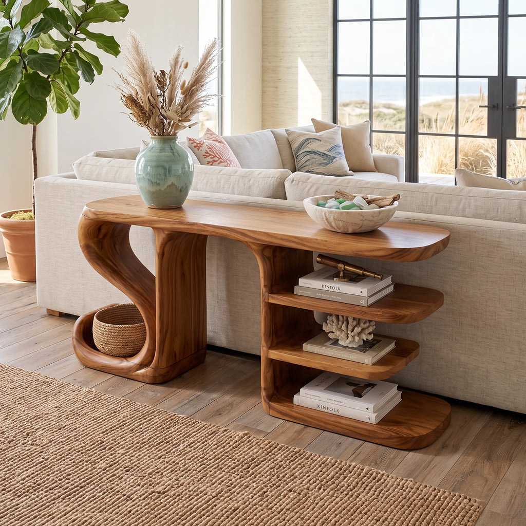 Organic Flow Console Table For Contemporary Hallway