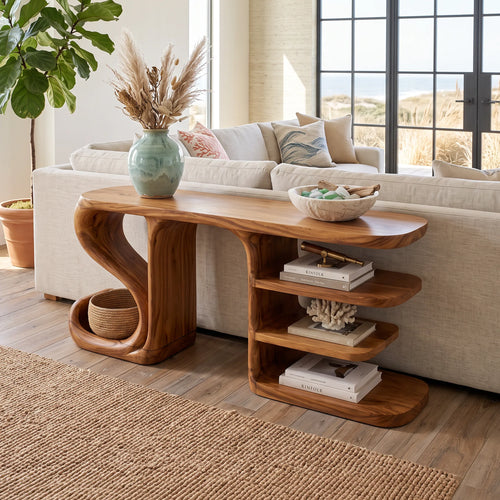 Organic Flow Console Table For Contemporary Hallway