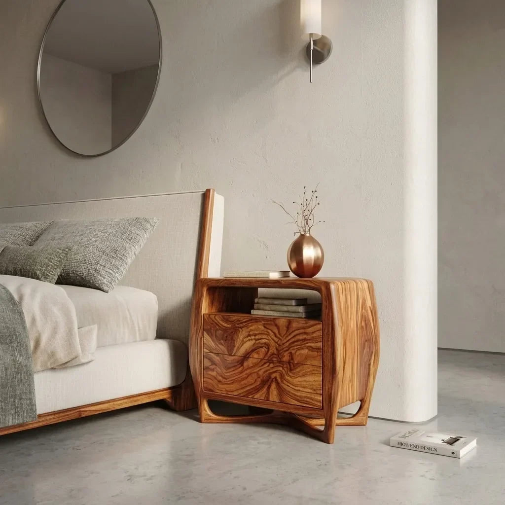 Modern Sculptural Open Frame Nightstand For Bedroom