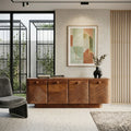 Mid Century Carved Sideboard With Four Compartments For Living Room