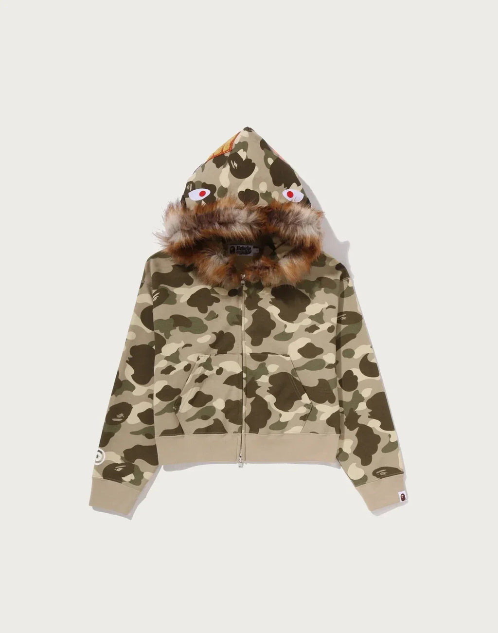 Women's Cropped Faux-Fur Zip Hoodie - Brown