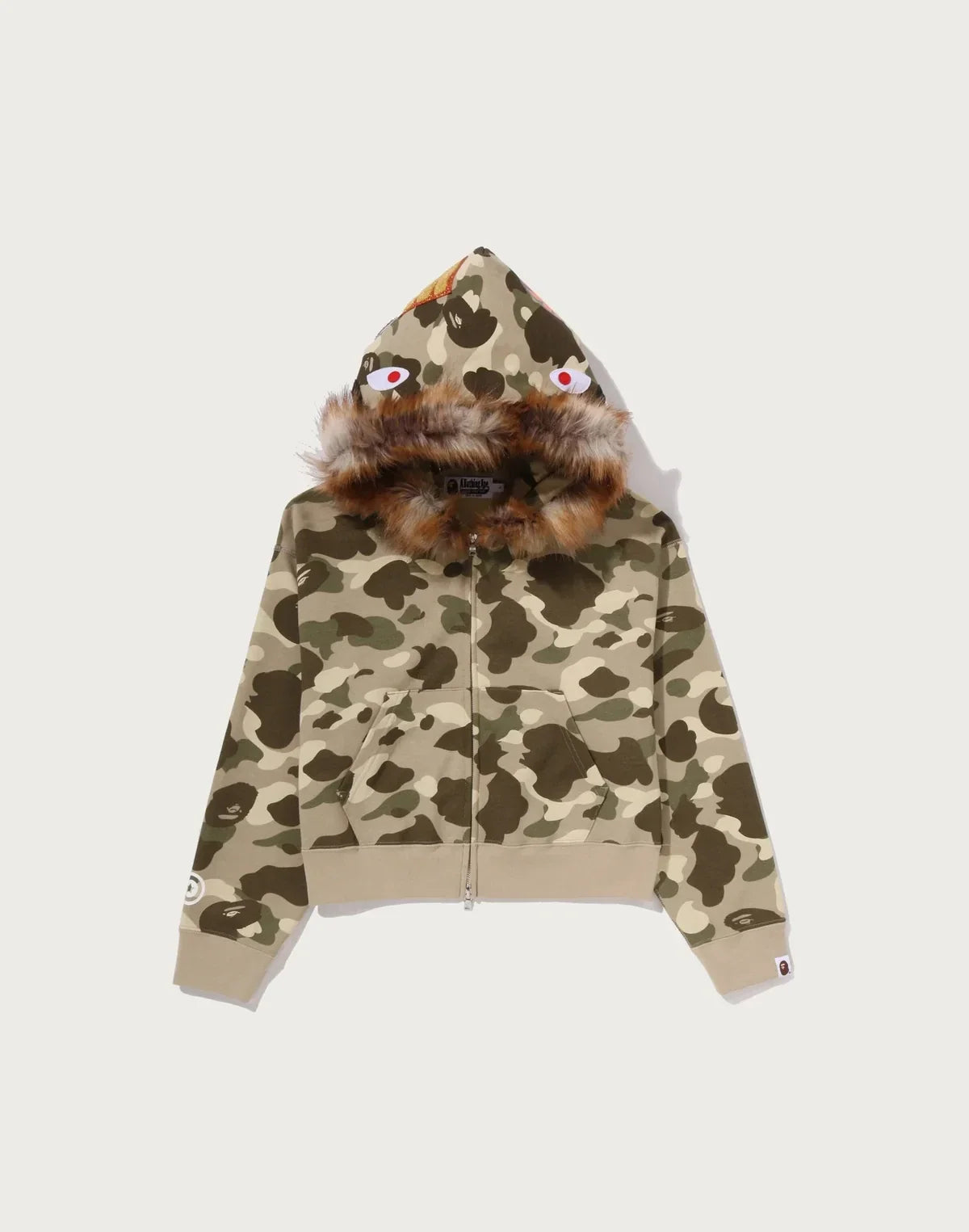 Women's Cropped Faux-Fur Zip Hoodie - Brown