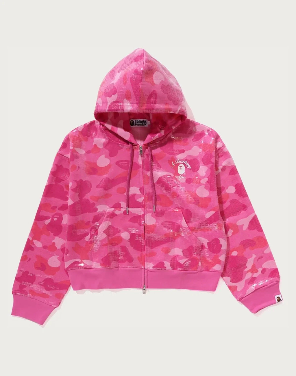 Women's Sequin Cropped Full-Zip Hoodie - Purple