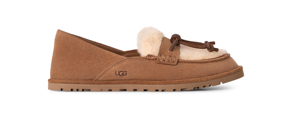 Women's Suede Sheepskin Loafer - Black
