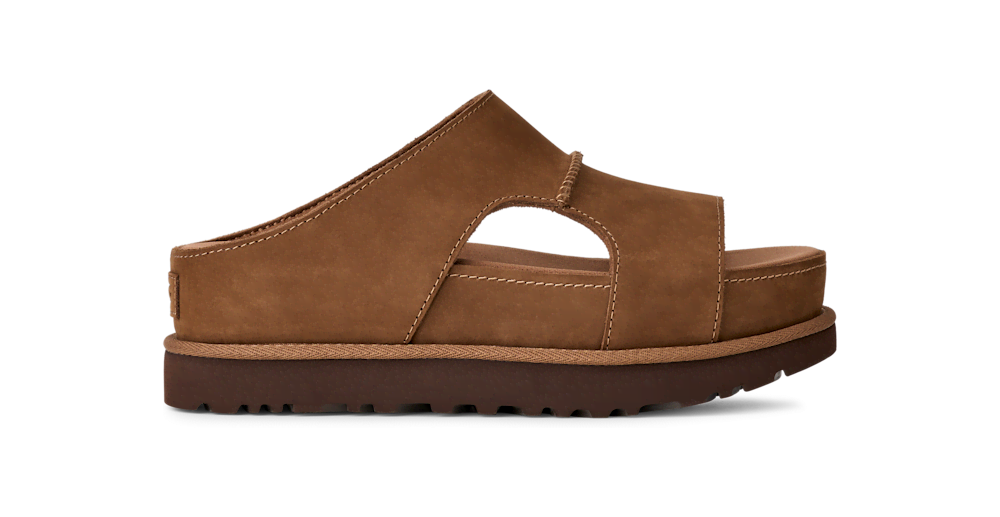 Women's Leather Cutout Platform Slide