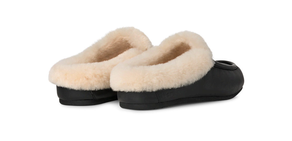 Women's Leather Sheepskin Collar Mule