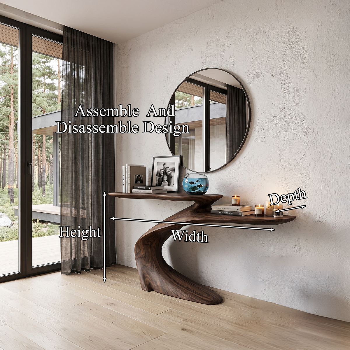 Mid Century Sculptural Console Table For Foyer And Living Room