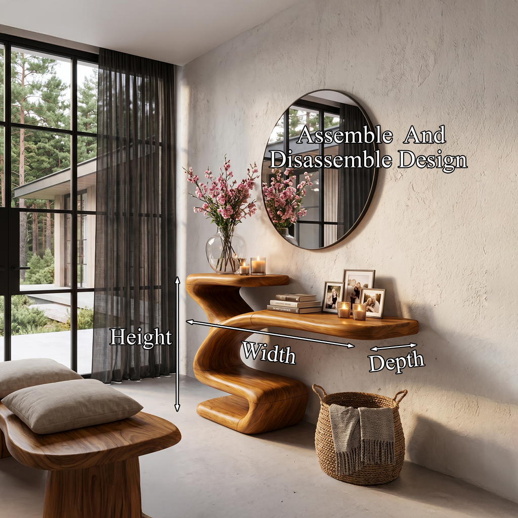 Sculptural Console Table Asymmetrical Hollow Base Design For Entryway