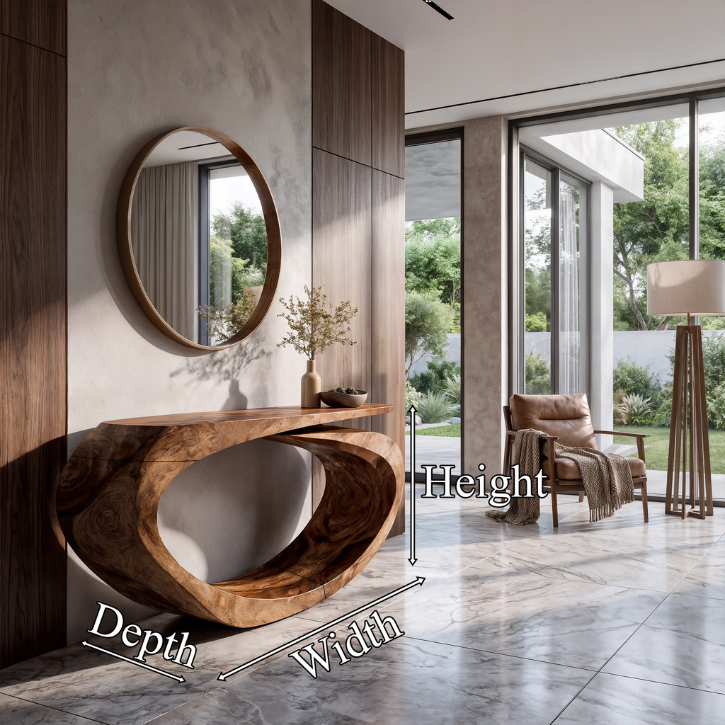 Sculptural Console Table Asymmetrical Hollow Base Design For Entryway