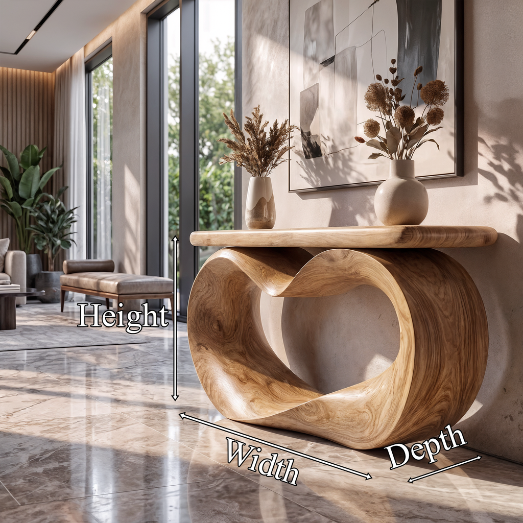 Sculptural Console Table Hollow Oval Base Design For Entryway Foyer Hallway