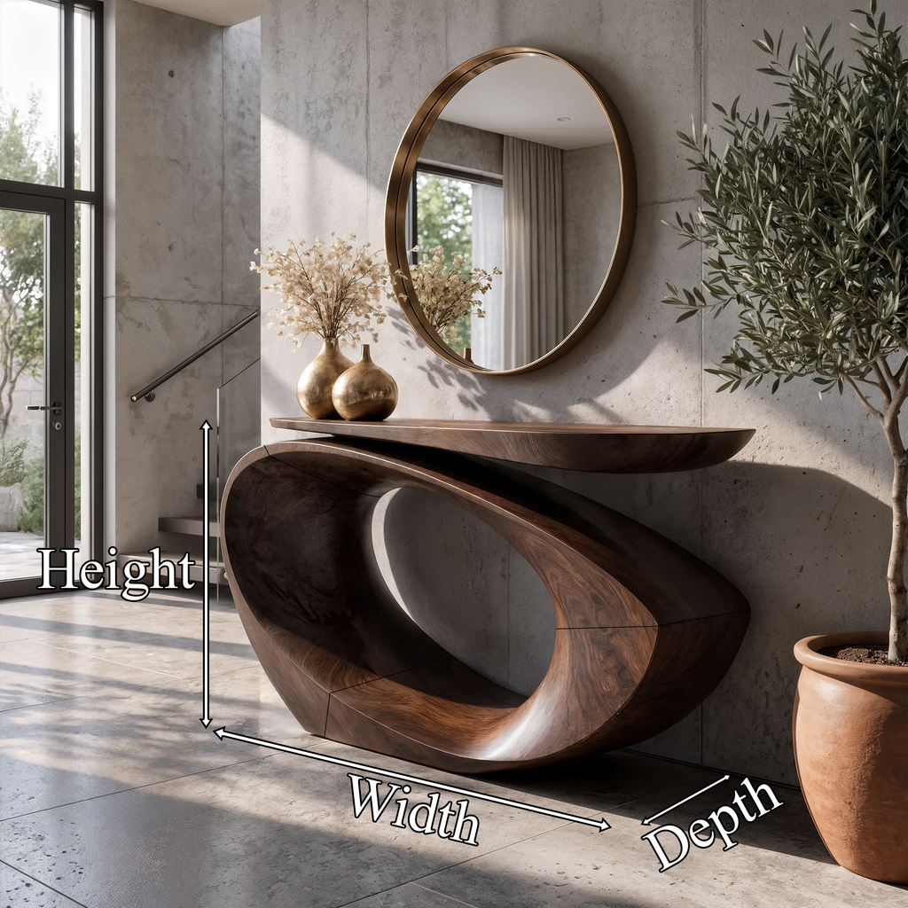 Sculptural Console Table Asymmetrical Hollow Oval Base Design For Foyer