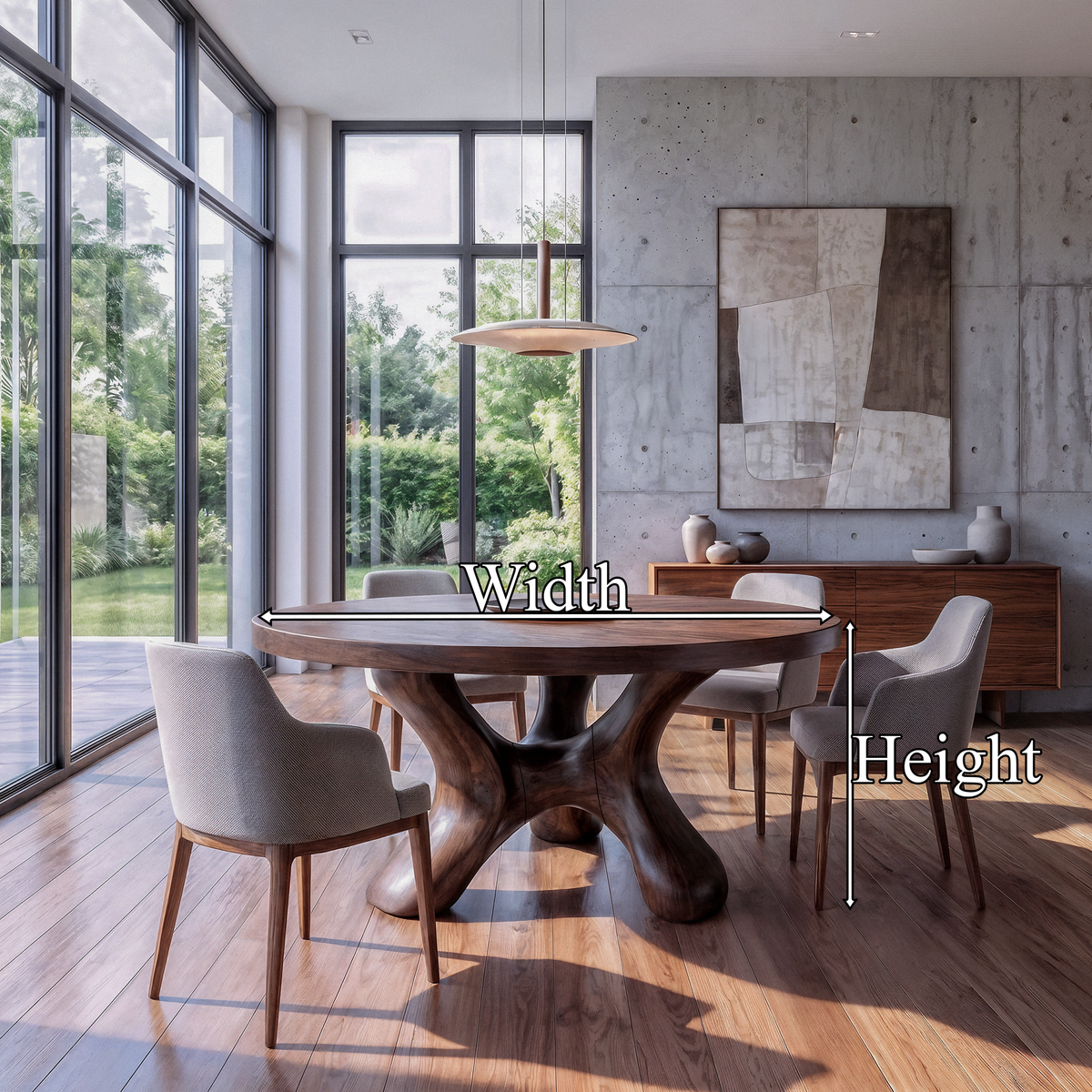 Contemporary Round Dining Table With Flowing Crossed Design For Dining Room And Living Room