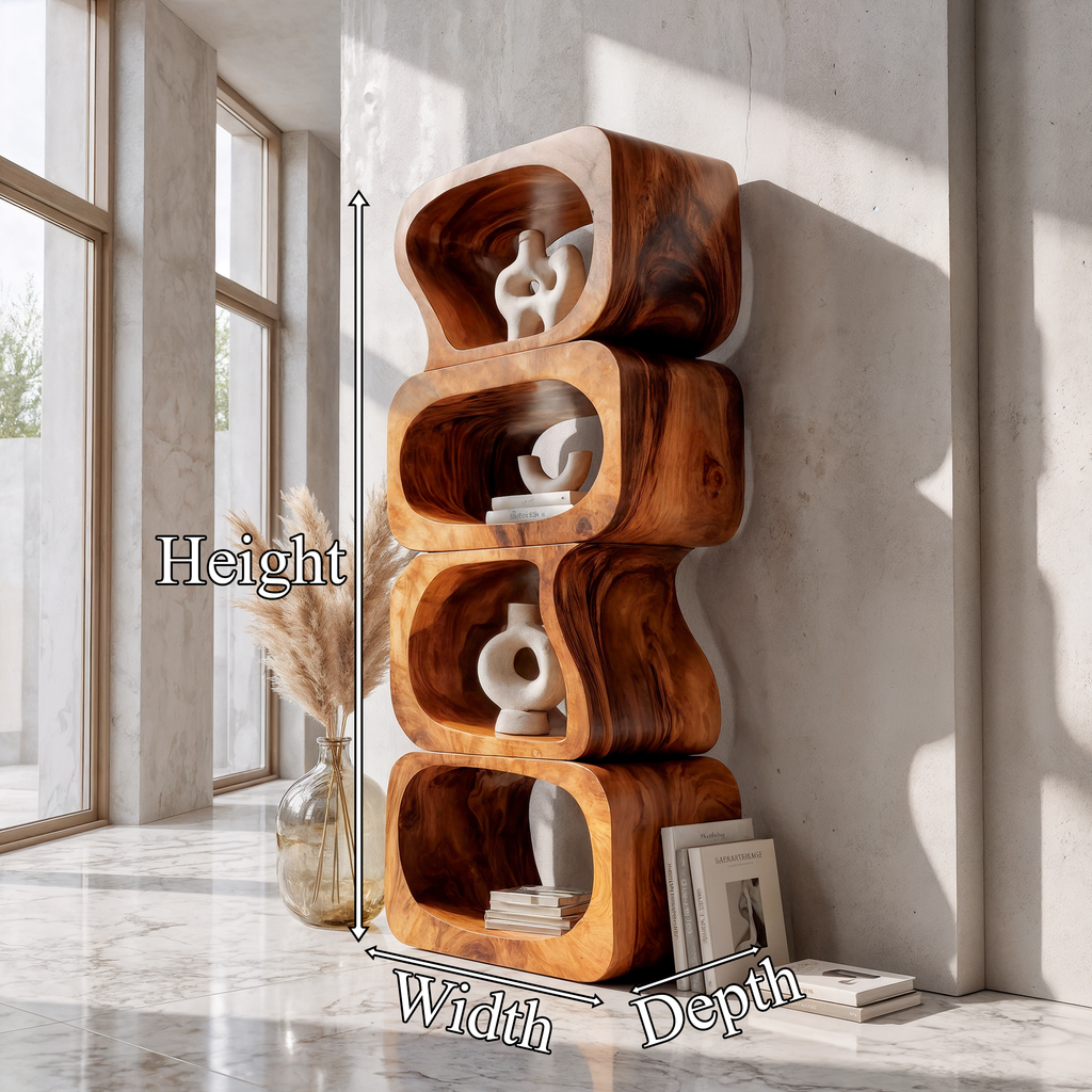 Statement Bookshelf Handcrafted Sculptural Cube Design For Living Room