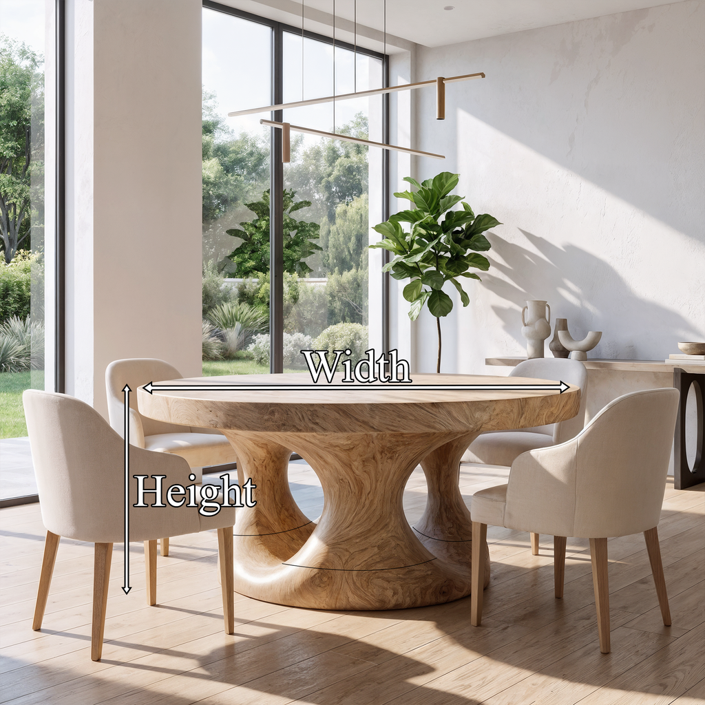Organic Round Dining Table With Sculptural Tree Root Design For Dining Room And Kitchen