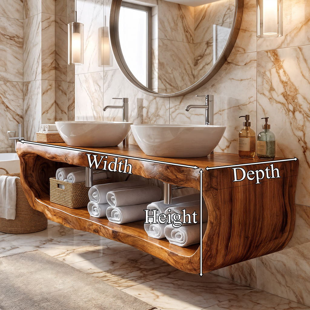 Organic Sculptural Bathroom Vanity Wall Mounted Towel Storage