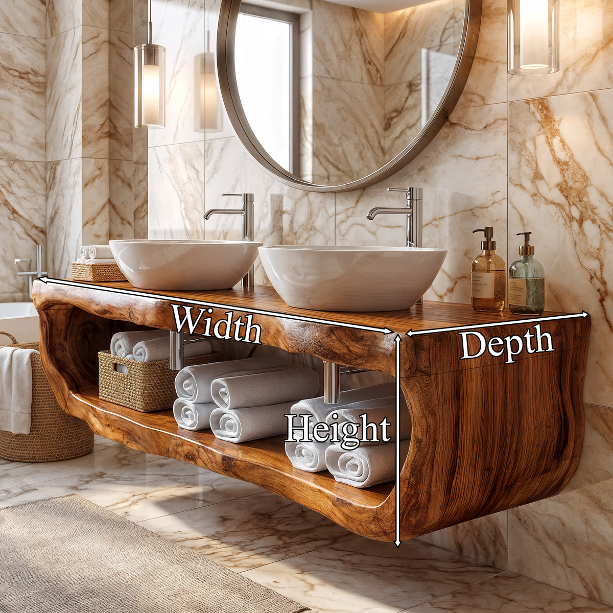 Organic Sculptural Bathroom Vanity Wall Mounted Towel Storage