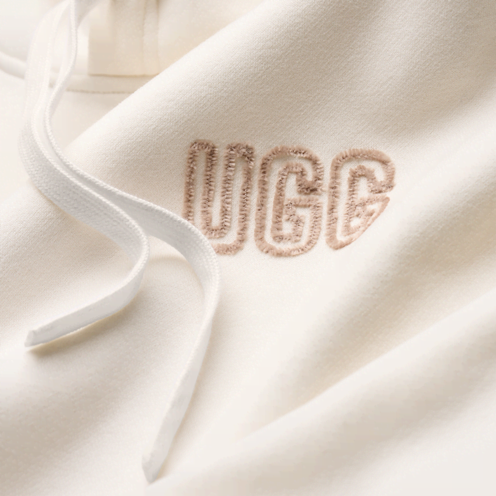 Women's Oversized Chenille Appliqué Hoodie - Black