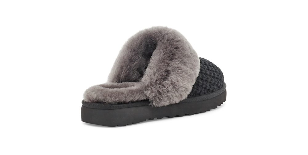 Women's Knit Sheepskin Slipper - Charcoal