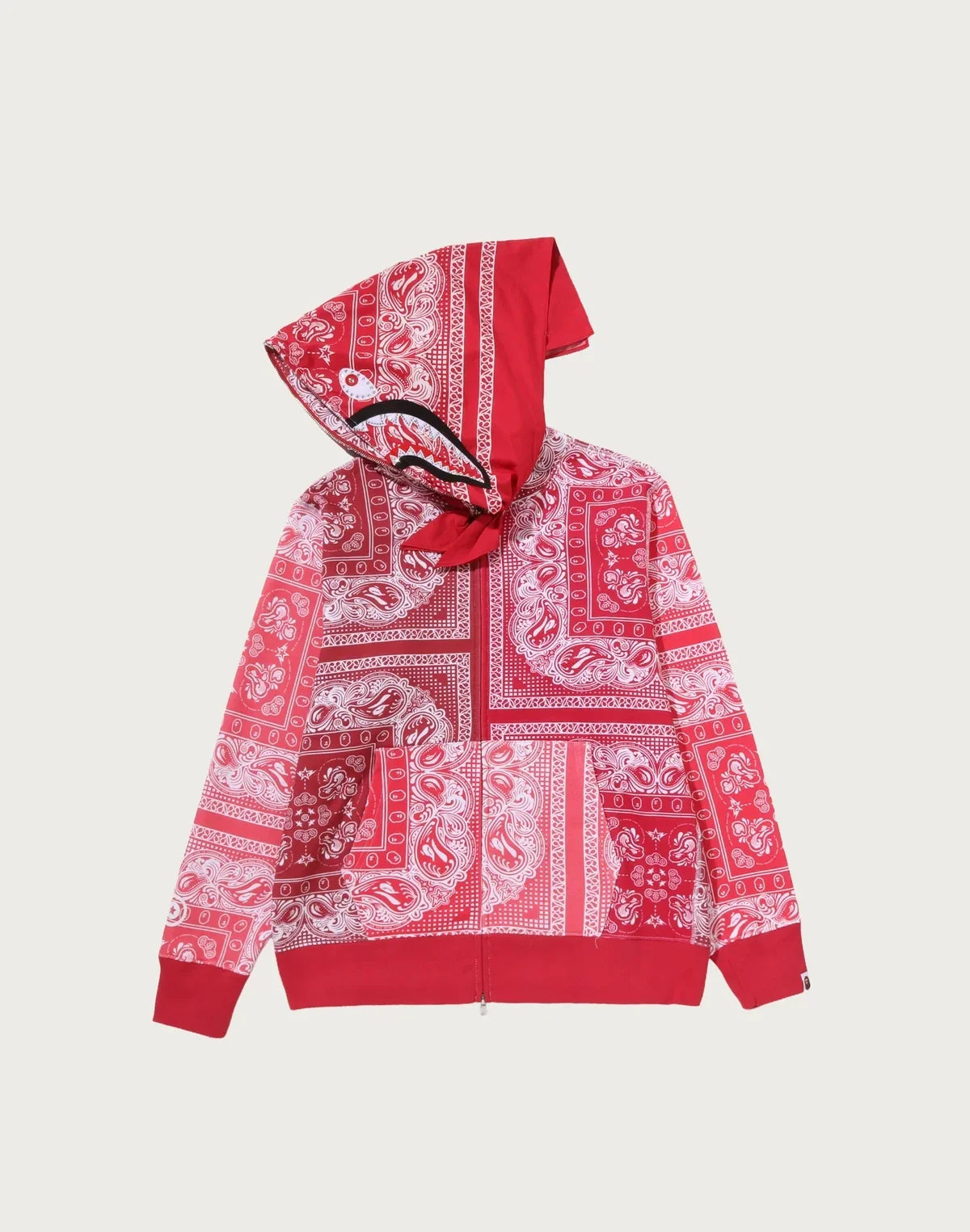 Paisley Full-Zip Graphic Hoodie - Red