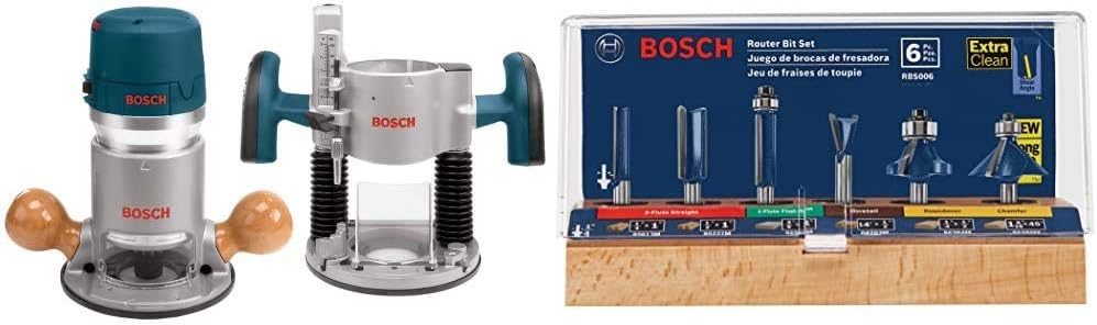 BOSCH Wood Router Tool Combo Kit, 12 Amp, 2.25 Horsepower - 1617EVSPK