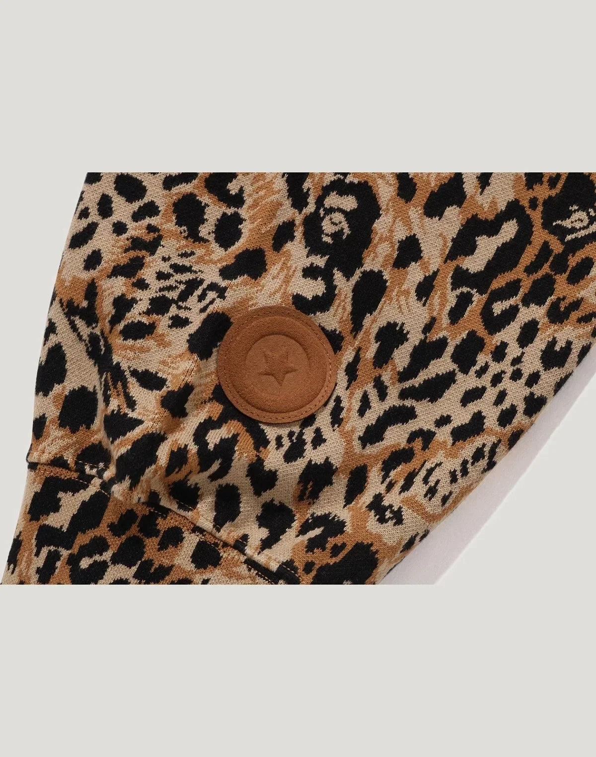 Leopard Print Full-Zip Hoodie - Gray