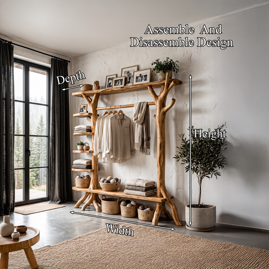 Rustic Tree Coat Rack Storage Organizer For Entryway Hallway