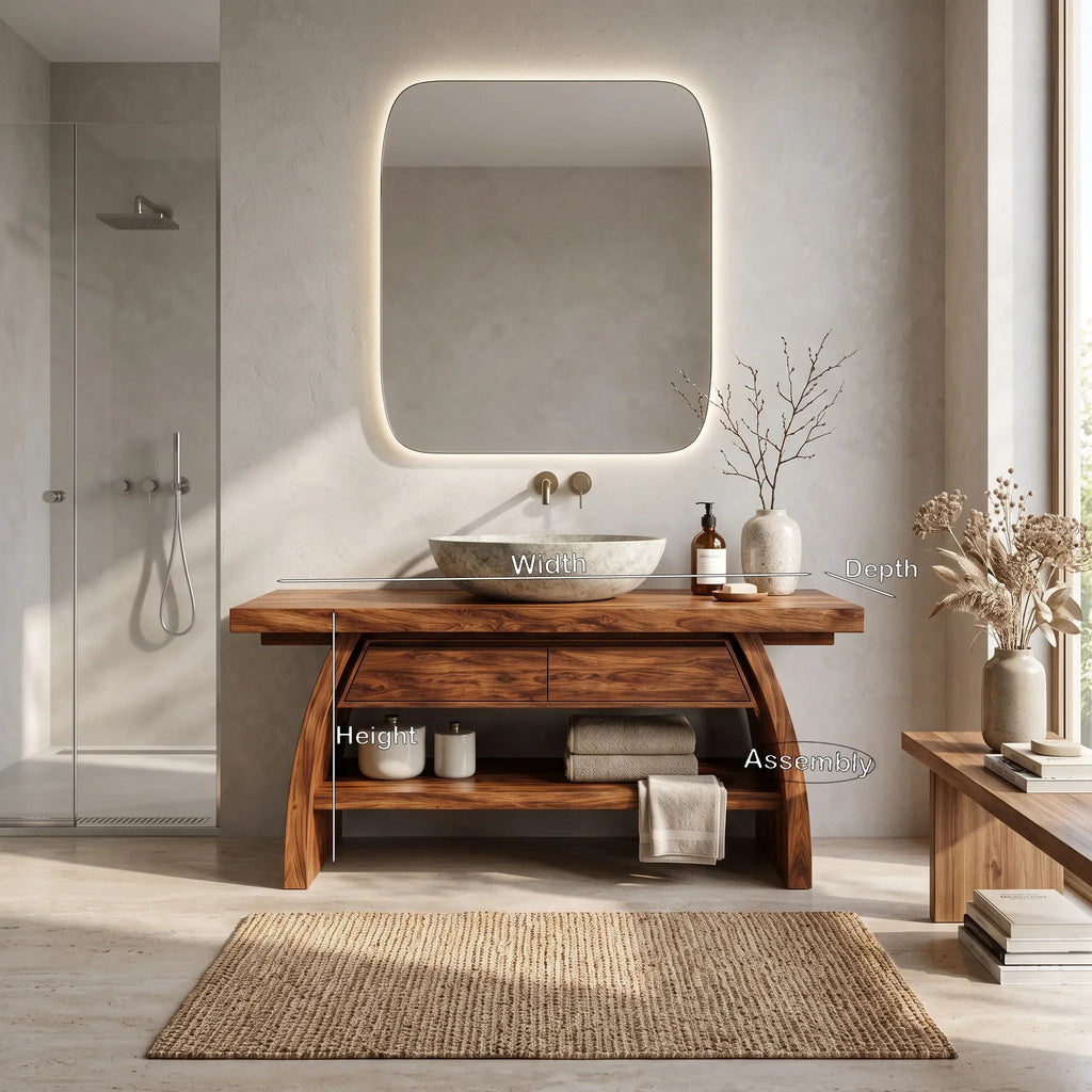Mediterranean Curved Frame Bathroom Vanity For Master Bathroom
