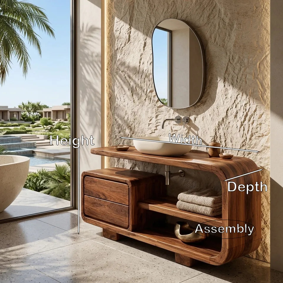 Modern Rounded Open Frame Bathroom Vanity For Bathroom
