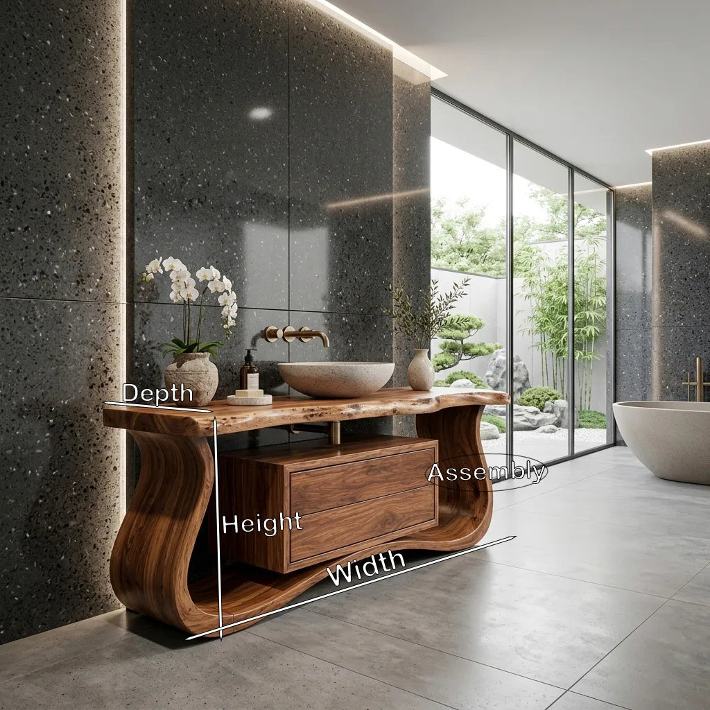 Modern Sculptural Frame Curved Bathroom Vanity For Master Bathroom