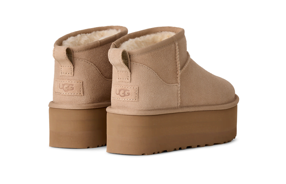 Women's Platform Ultra-Short Suede Boot - Sand