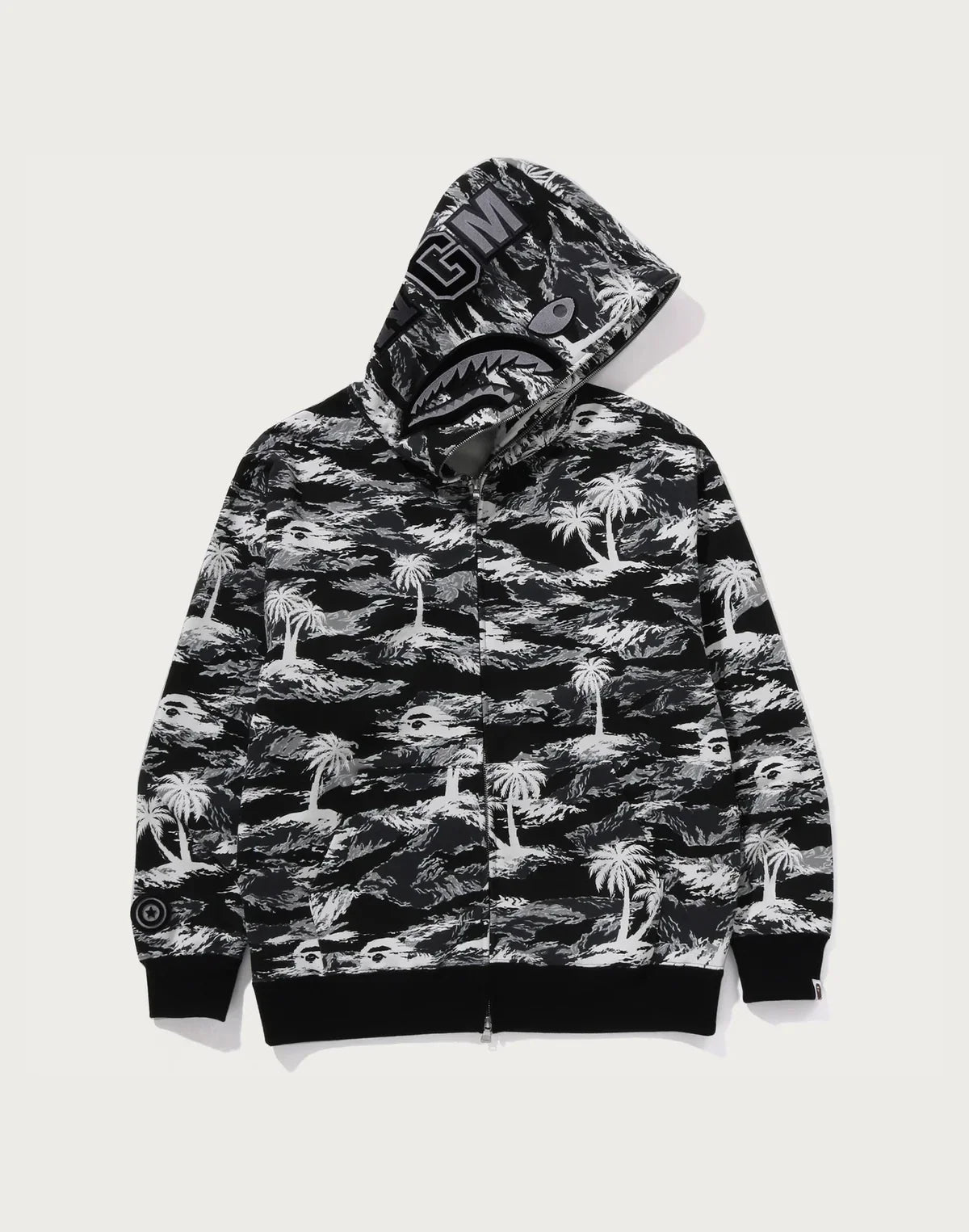 Relaxed Palm Camo Full-Zip Hoodie - Blue