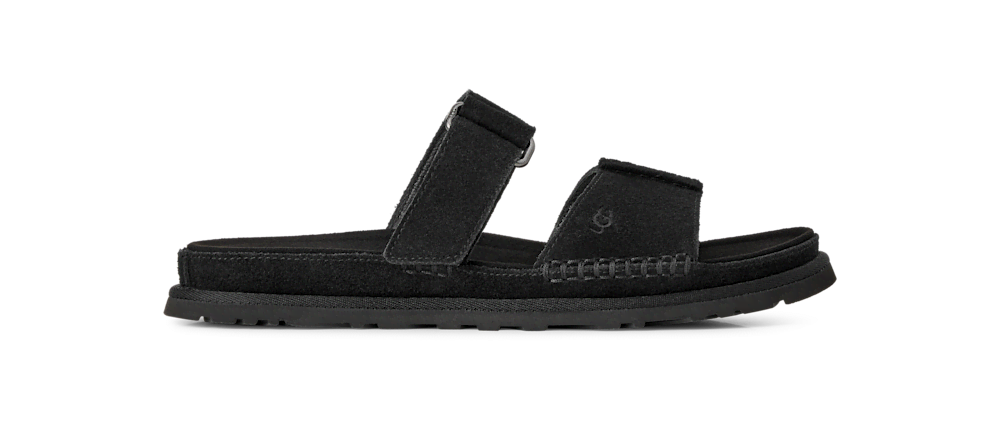 Women's Adjustable Suede Slide Sandal - Black