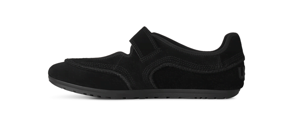 Women's Suede Strap Flat - Black