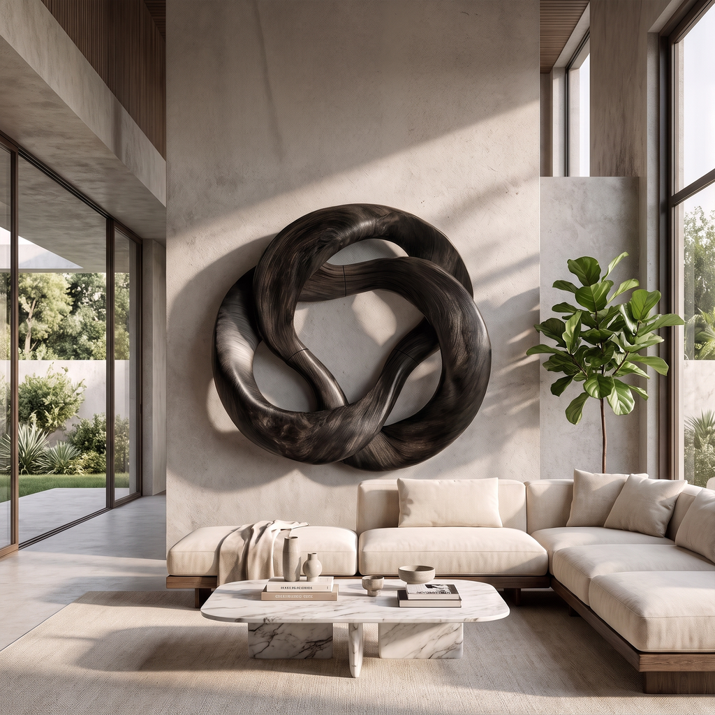 Mid Century Swirl Wall Art For Lounge And Bedroom