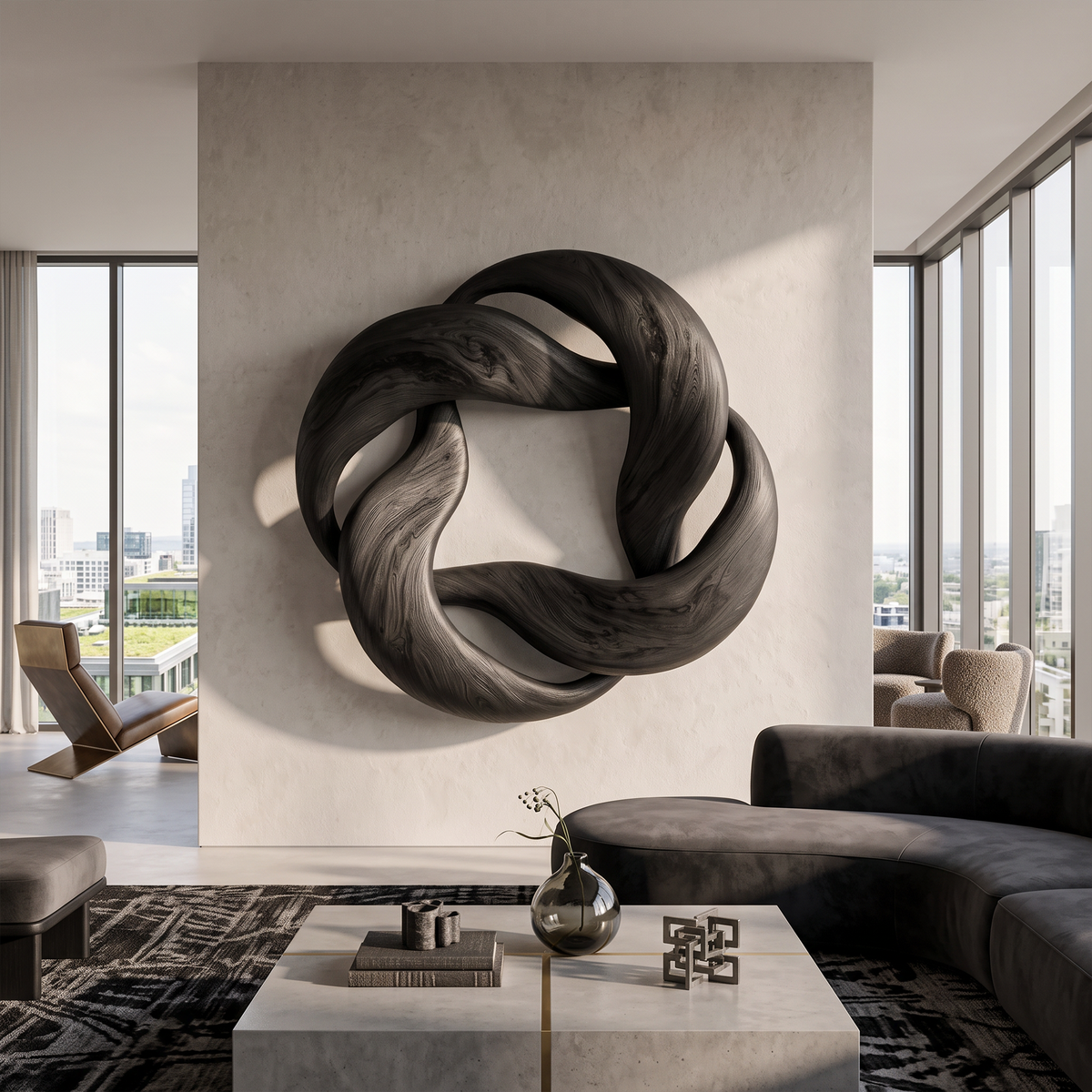 Abstract Circular Loop Wall Art For Living Room And Office