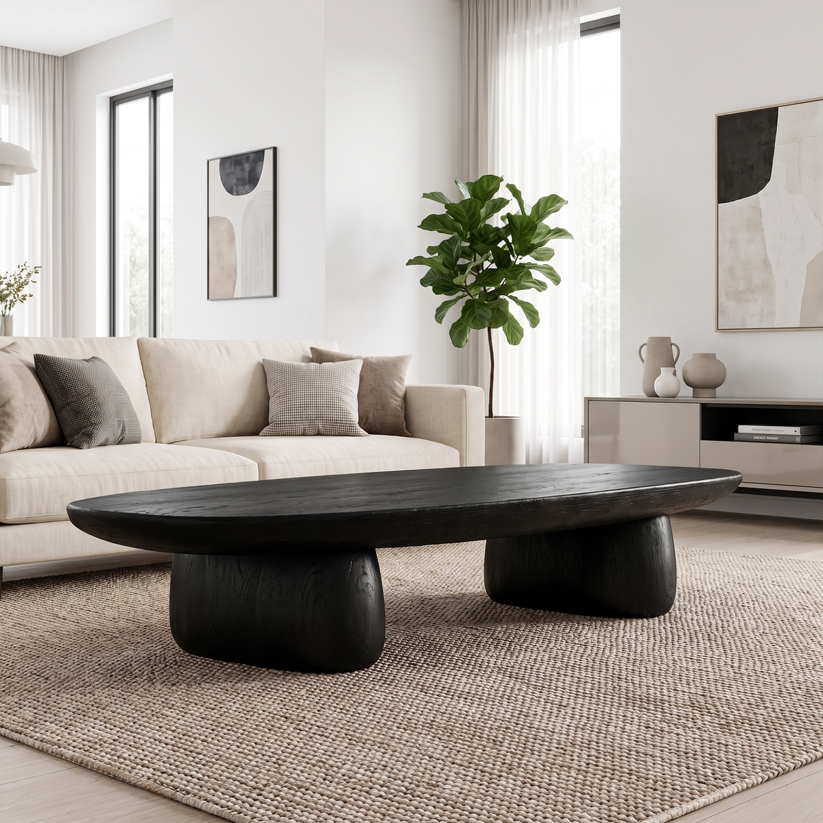 Contemporary Coffee Table With Artistic Column Form For Living Room And Lounge