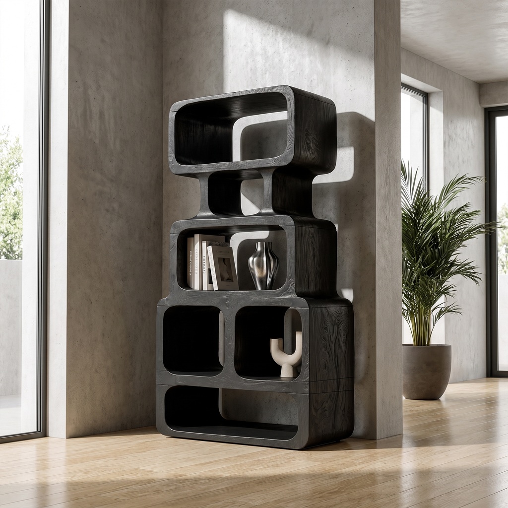 Modern Bookshelf Handcrafted Solid Wood Design For Home Library