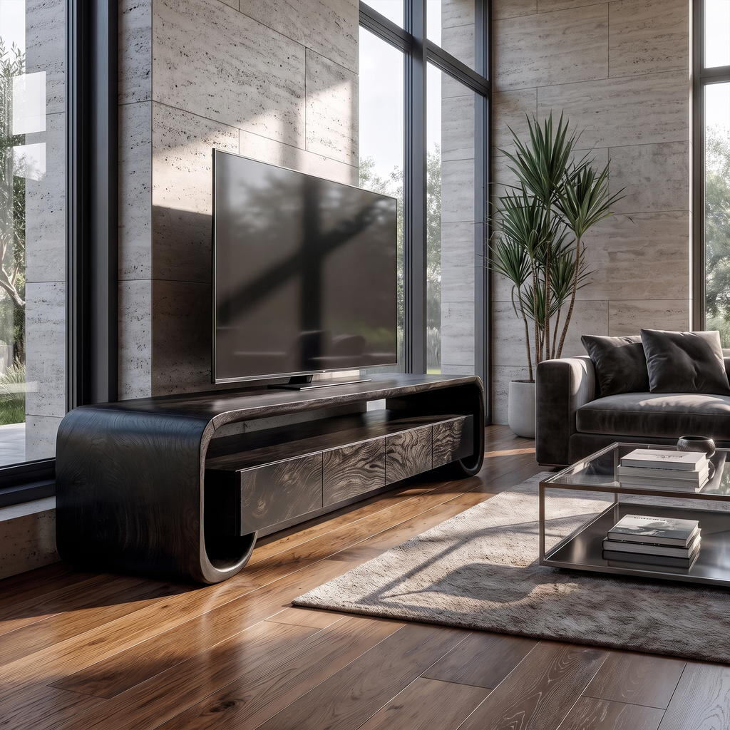 Modern TV Cabinet With Minimal Organic Design For Living Room And Lounge