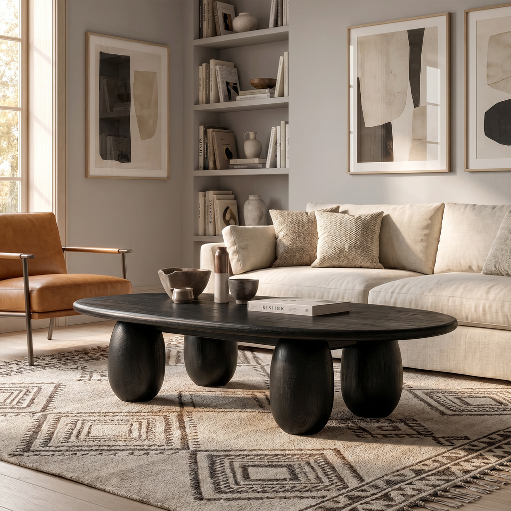 Organic Coffee Table With Sculptural Rounded Legs For Living Room And Lounge