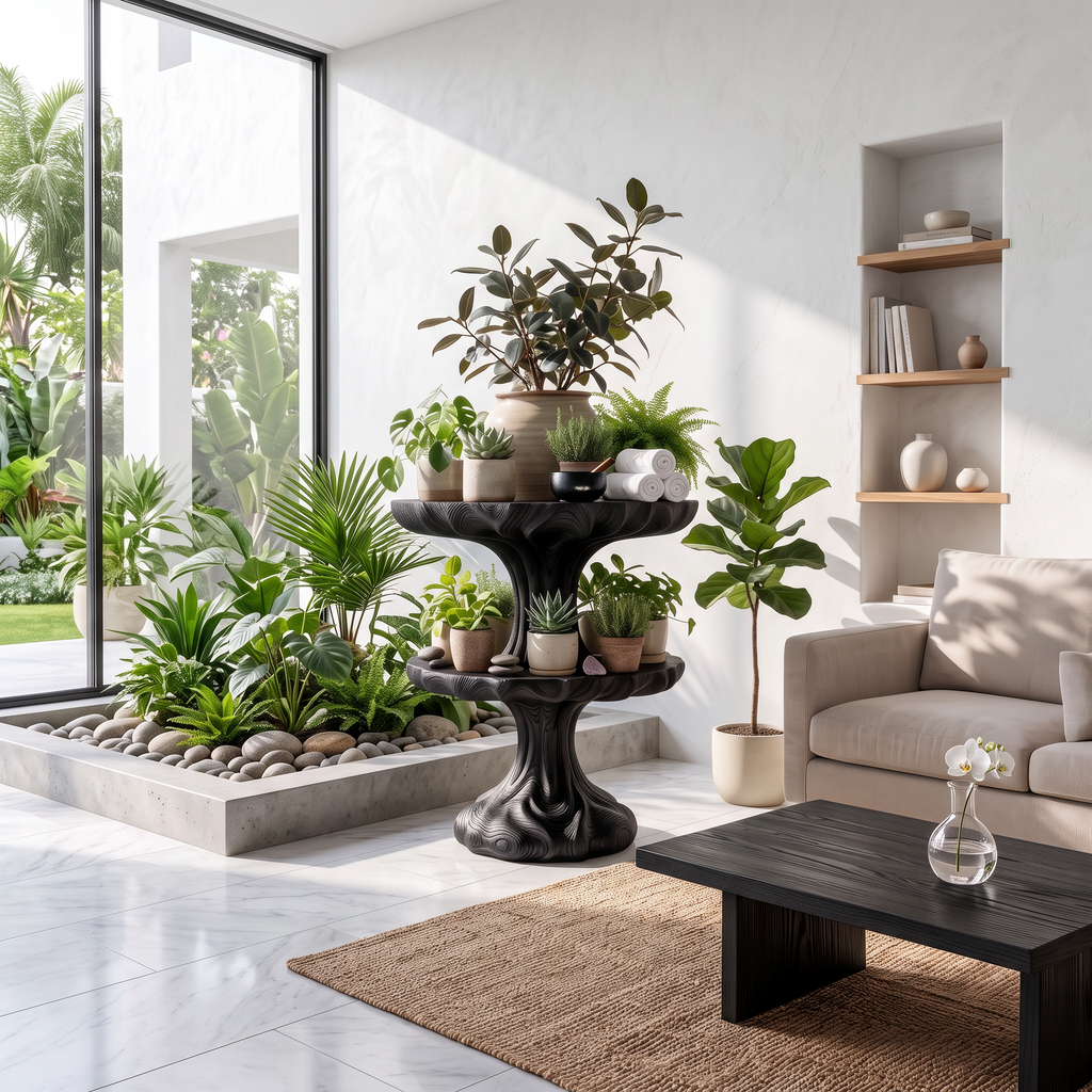 Natural Tree Plant Stand With Branch Inspired Design For Living Room And Sunroom
