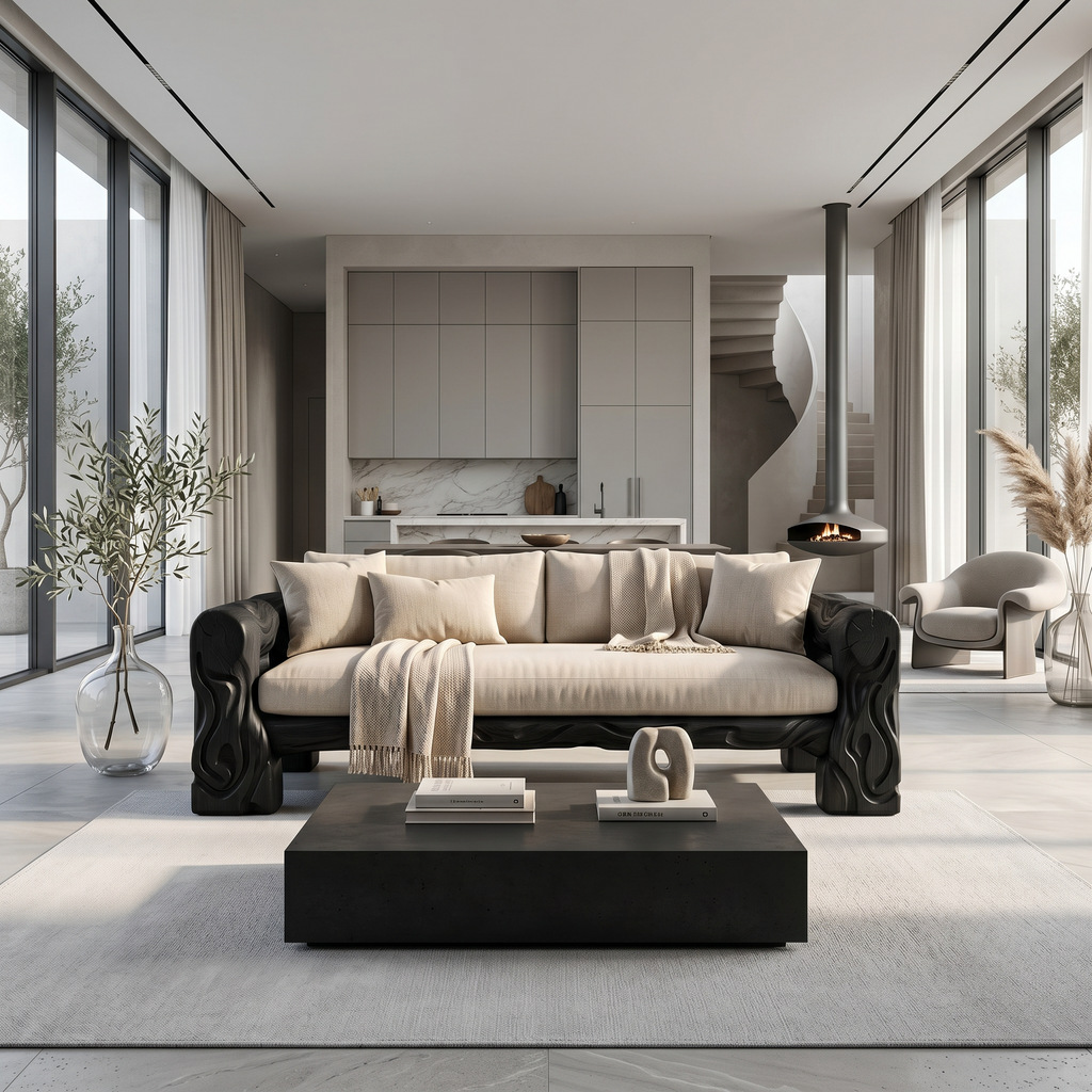 Organic Sofa Frame With Handcrafted Tree Form For Living Room