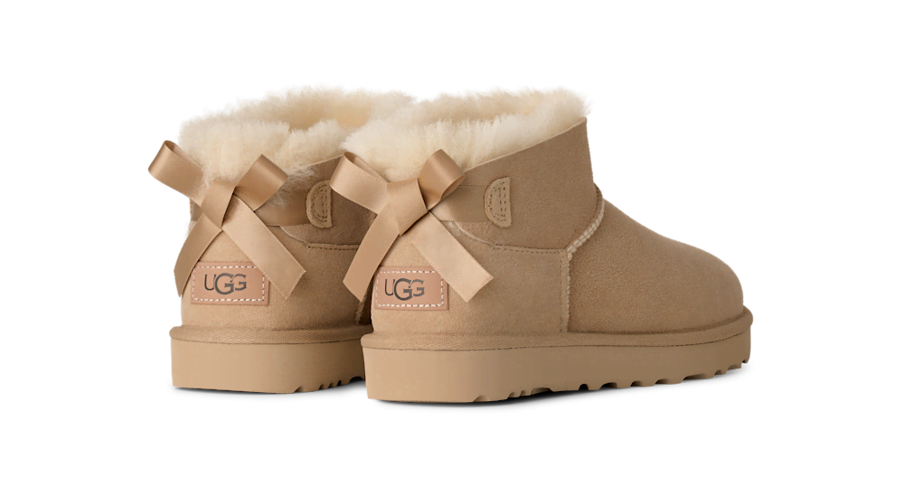 Women's Ultra-Short Suede Bow Boot - Sand