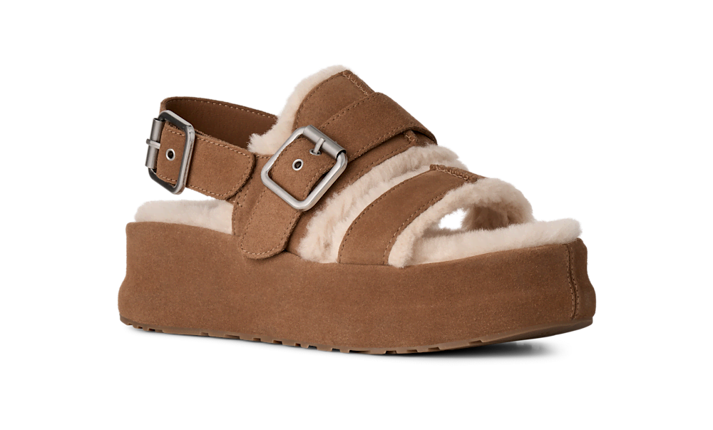 Women's Suede Platform Sandal - Mustard