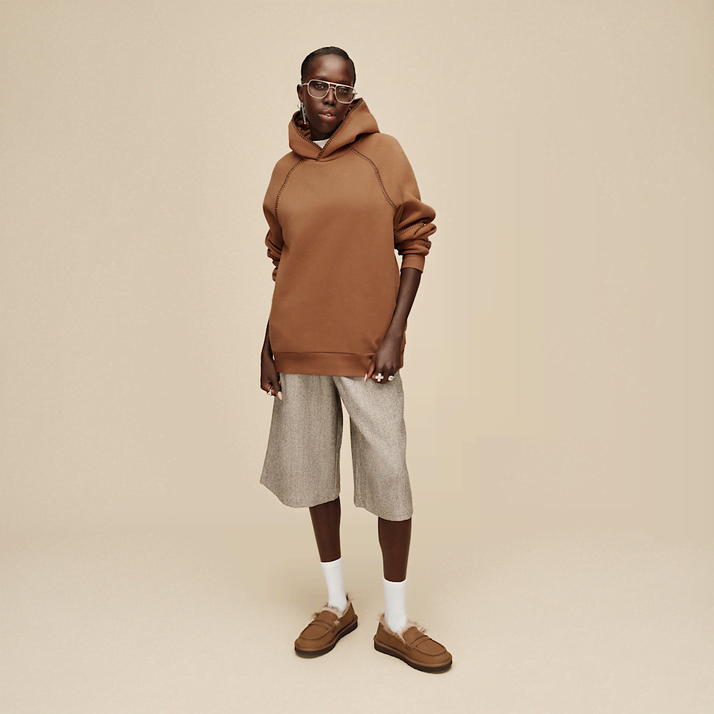 Women's Oversized Fleece Hoodie - Chestnut