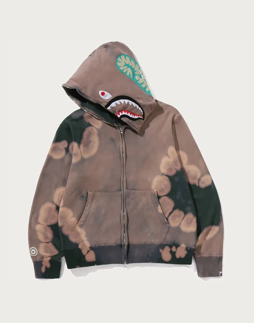Hand-Dyed Full-Zip Graphic Hoodie - Red