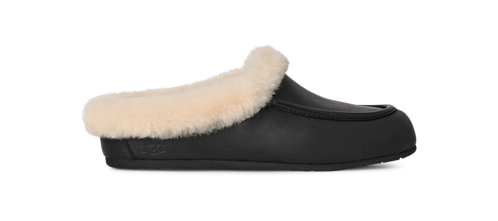 Women's Leather Sheepskin Collar Mule