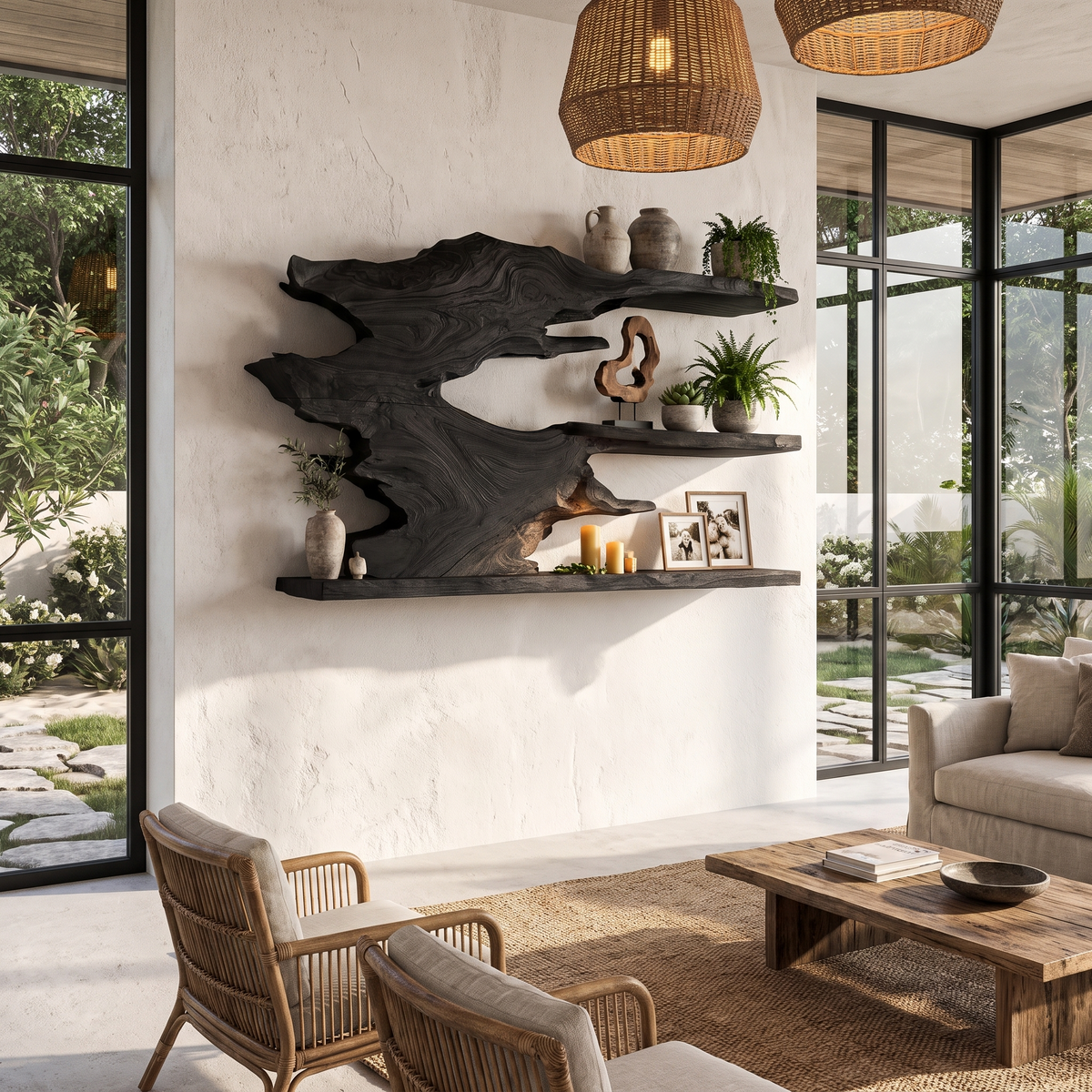 Organic Floating Shelf Display Shelves For Living Room