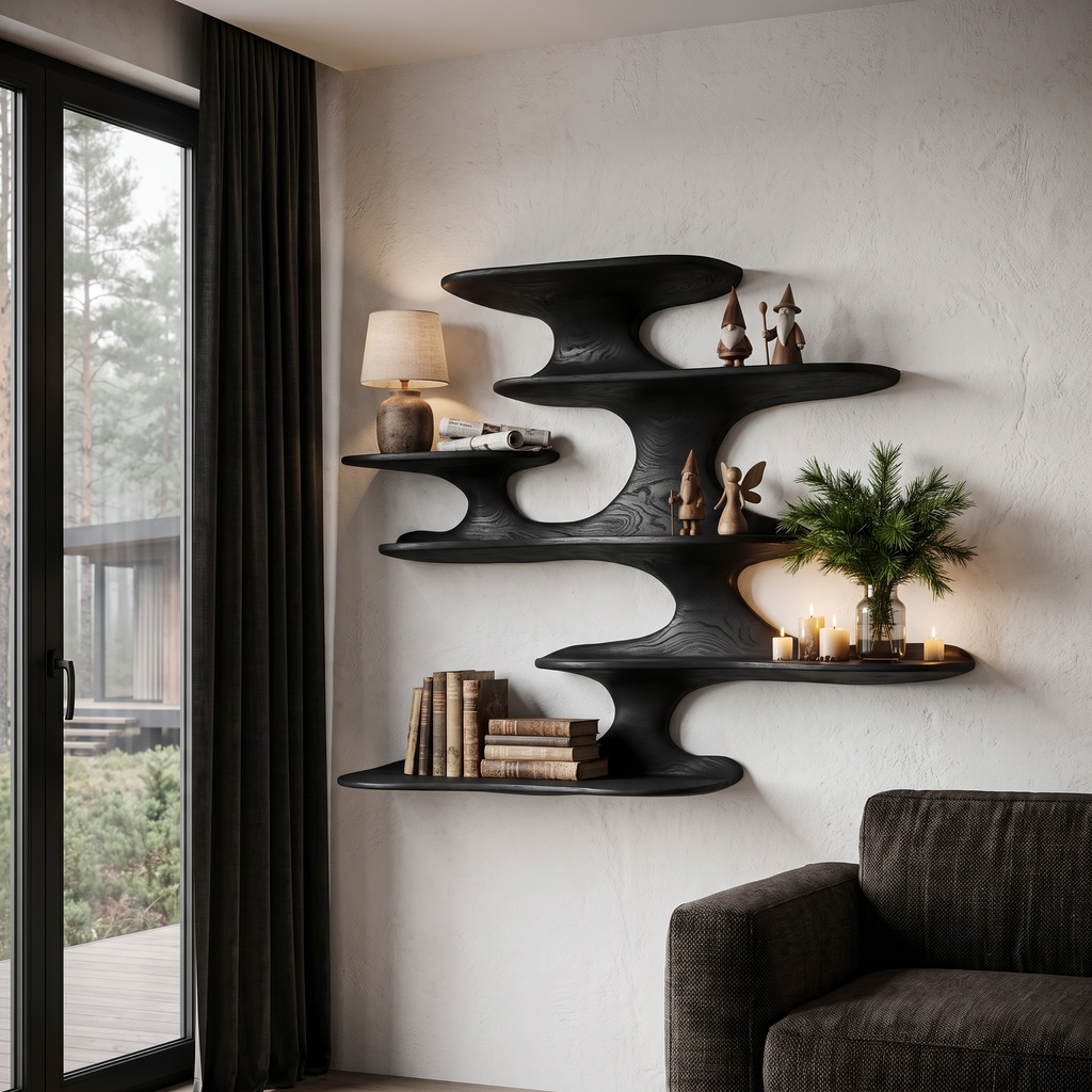 Minimalist Floating Shelf Handcrafted Solid Wood Design For Bedroom