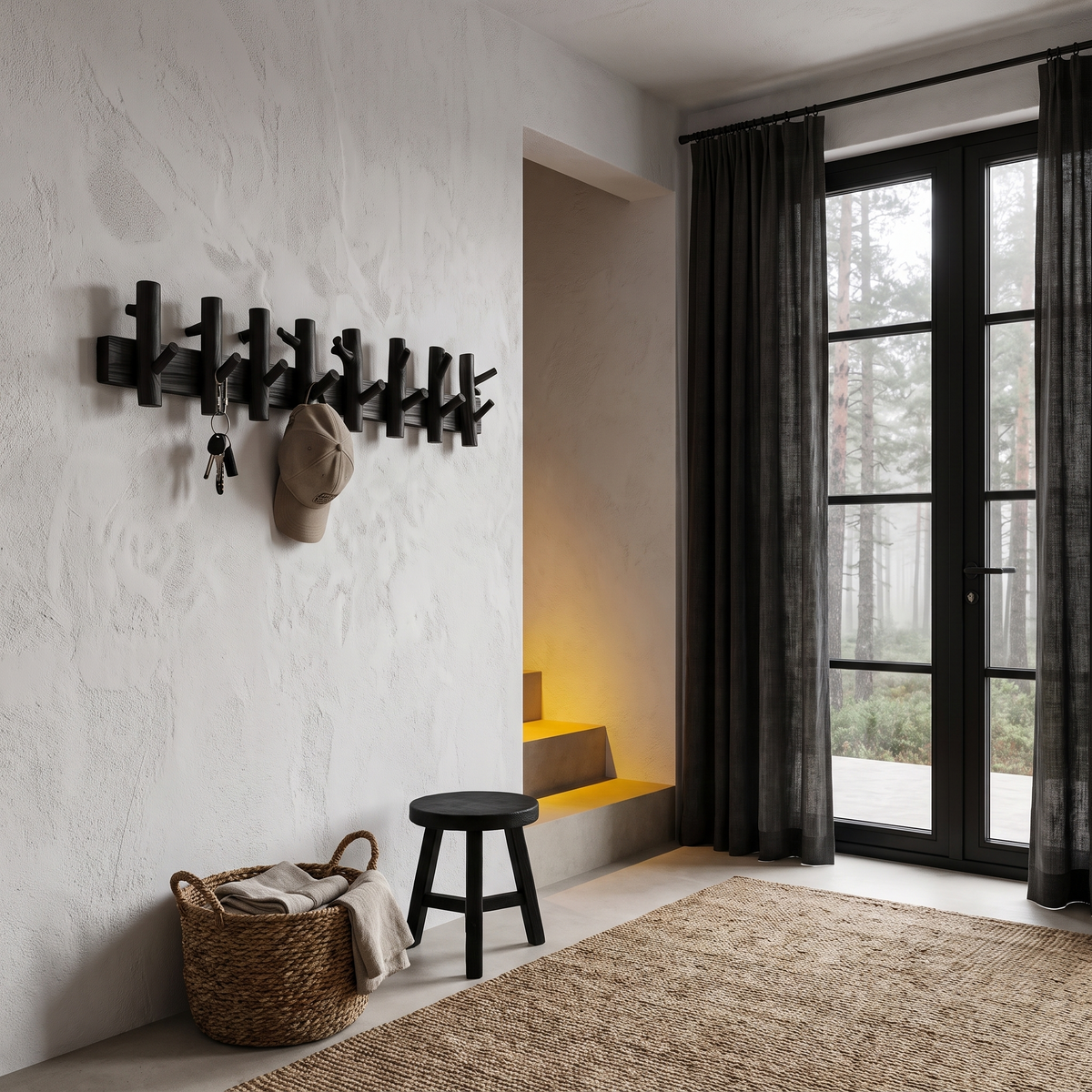 Rustic Wooden Wall Mounted Coat Rack Hook Organizer For Entryway Hallway